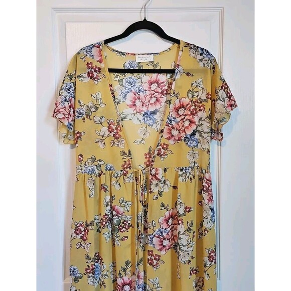 Lavender Field Sheer Floral Tie Front Duster Small Festival Beach Cottagecore - Picture 3 of 16